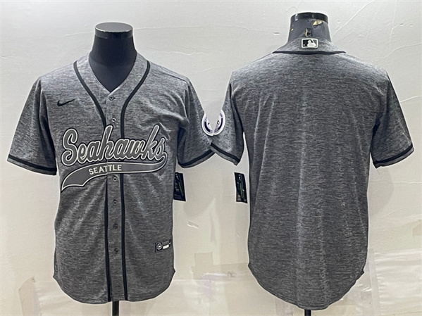 Men's Seattle Seahawks Blank Gray With Patch Cool Base Stitched Baseball Jersey